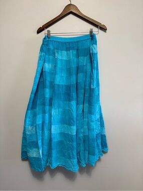 Denim 24/7 Turquoise Patchwork A-Line Maxi Skirt Plus Size 1X
